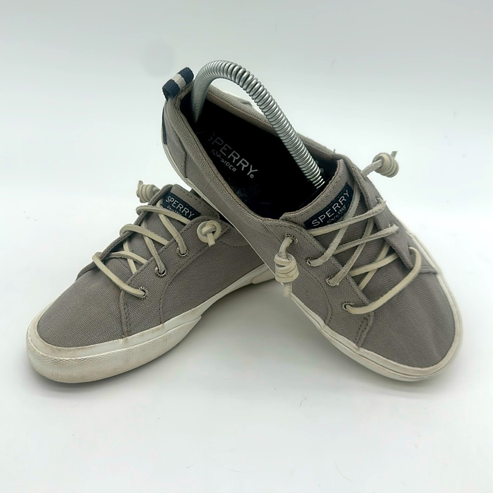 Sperry Women’s Crest Vibe Grey Canvas Boat Shoe Sneakers - Size 6.5